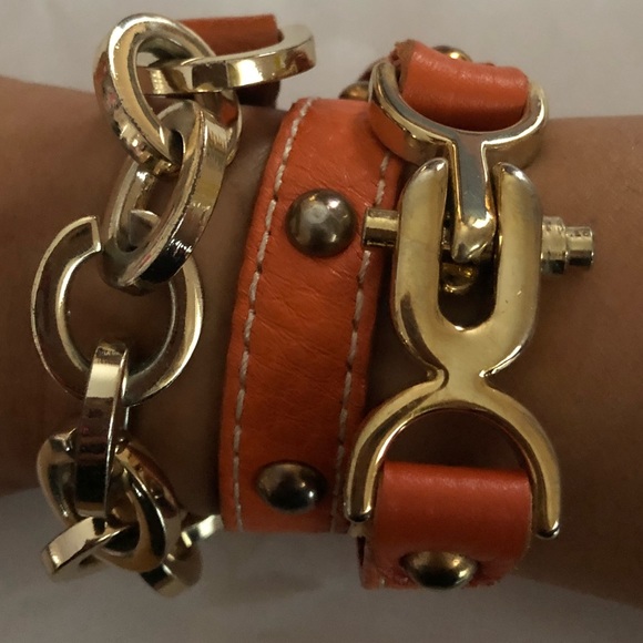 Gold & Orange wrap around bracelets - Picture 1 of 6